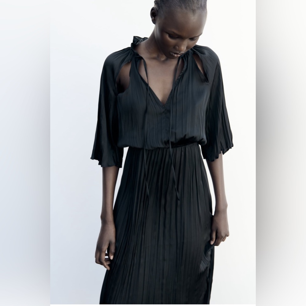 Zara satin effect cutout dress NWT